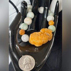 126. Honey Jade dragon and Burma Jade stretchy